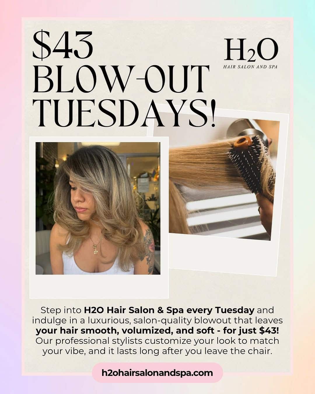 $43 Blow-Out Tuesdays at H2O Hair Salon and Spa
